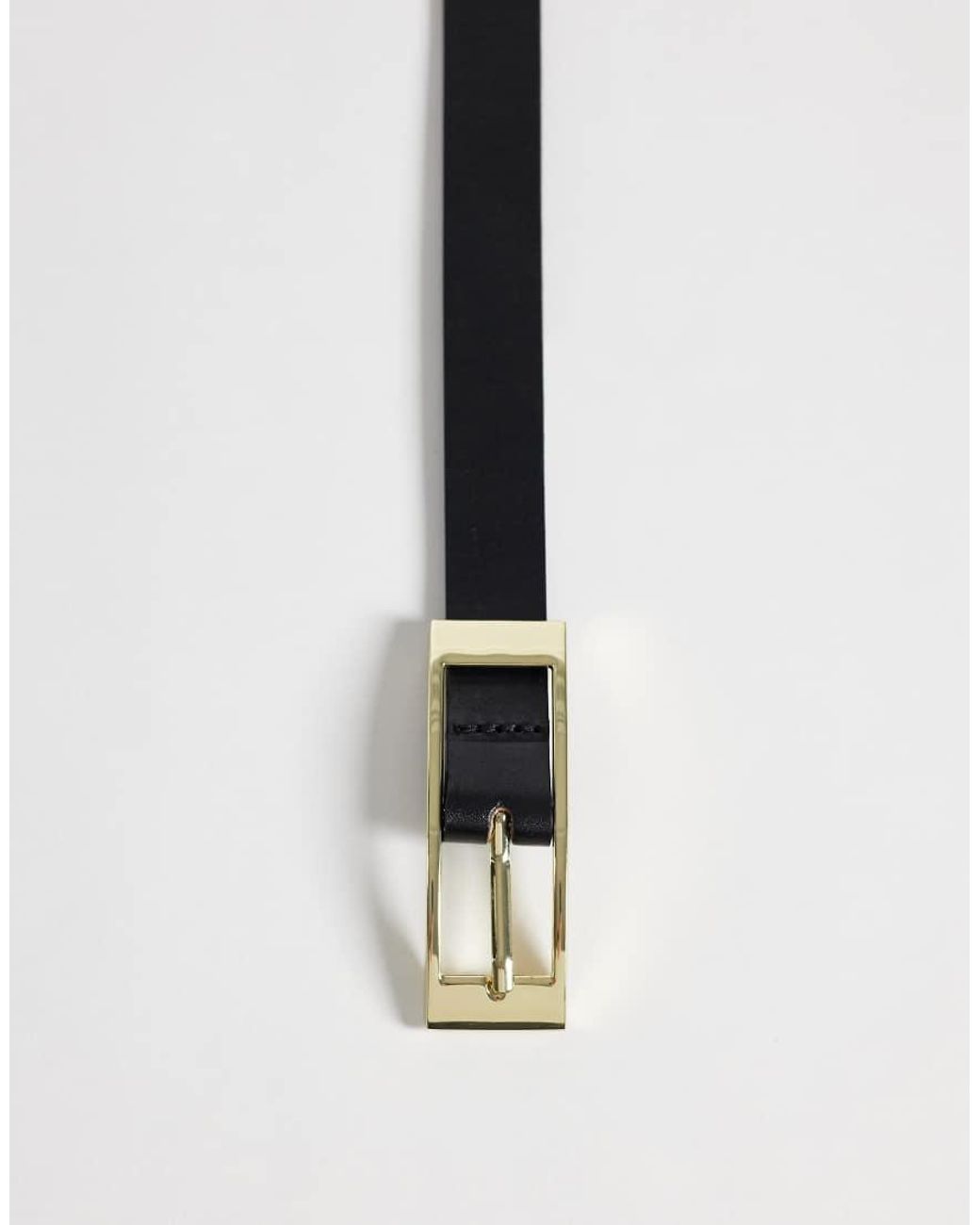 Pieces Gray Leather Belt With Gold Rectangular Buckle