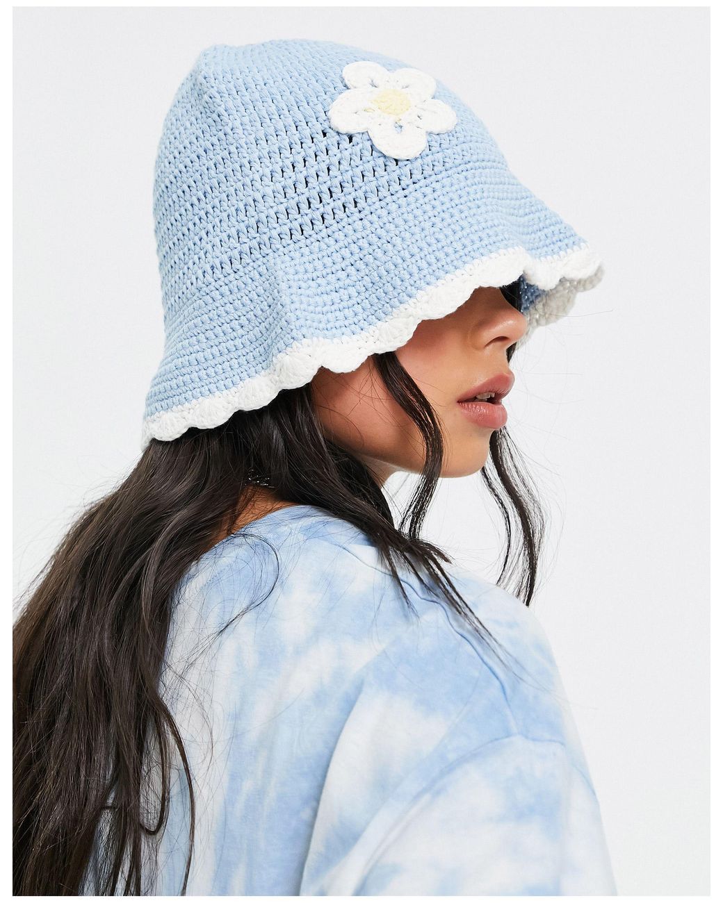 ASOS Crochet Bucket Hat With Daisy 