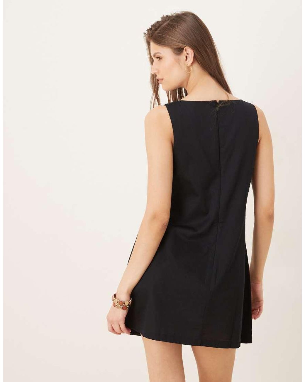 ASOS Black Slash Neck Keyhole Mini Sundress
