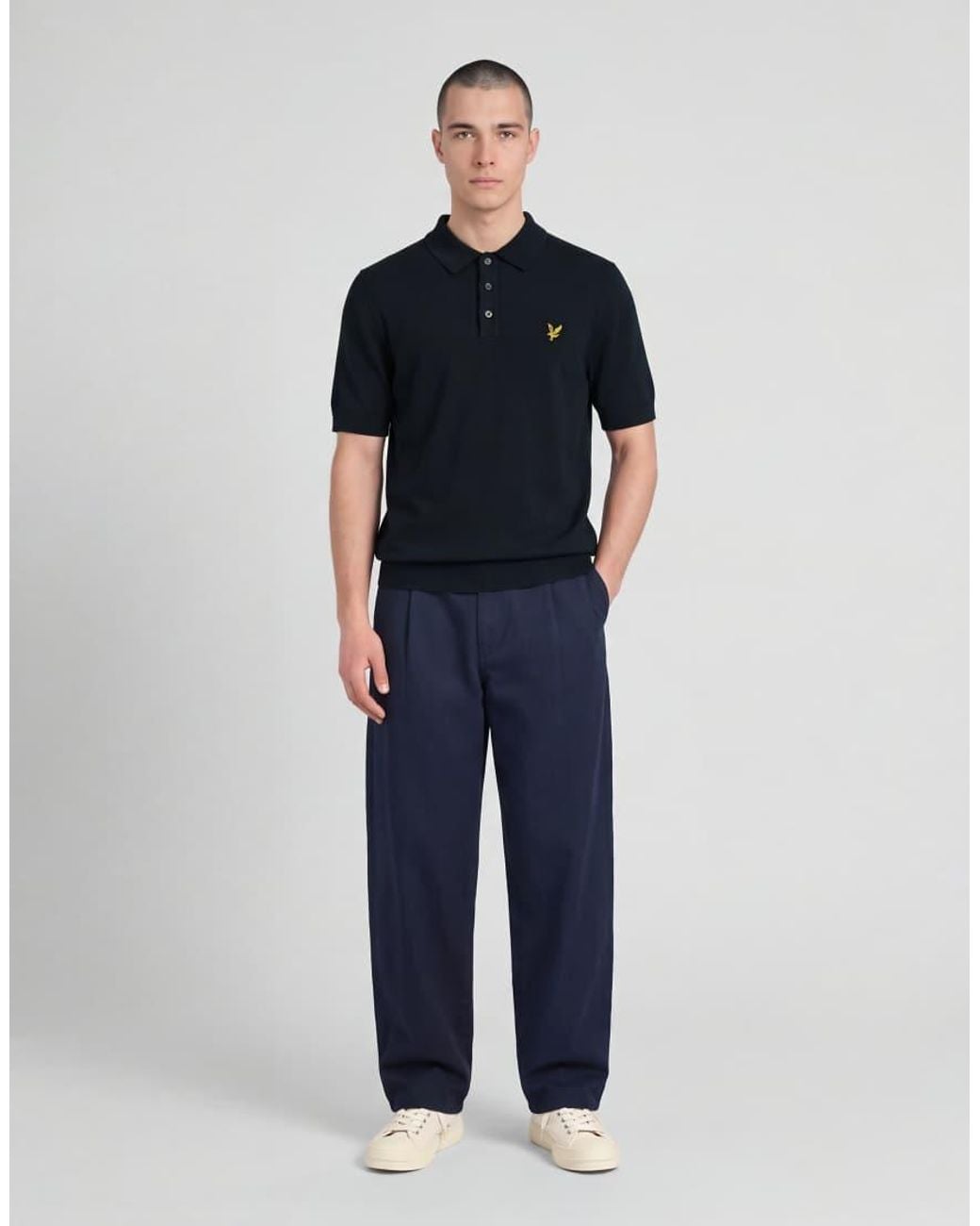 Lyle & Scott Blue Mid Knits Knitted Polo Shirt for men