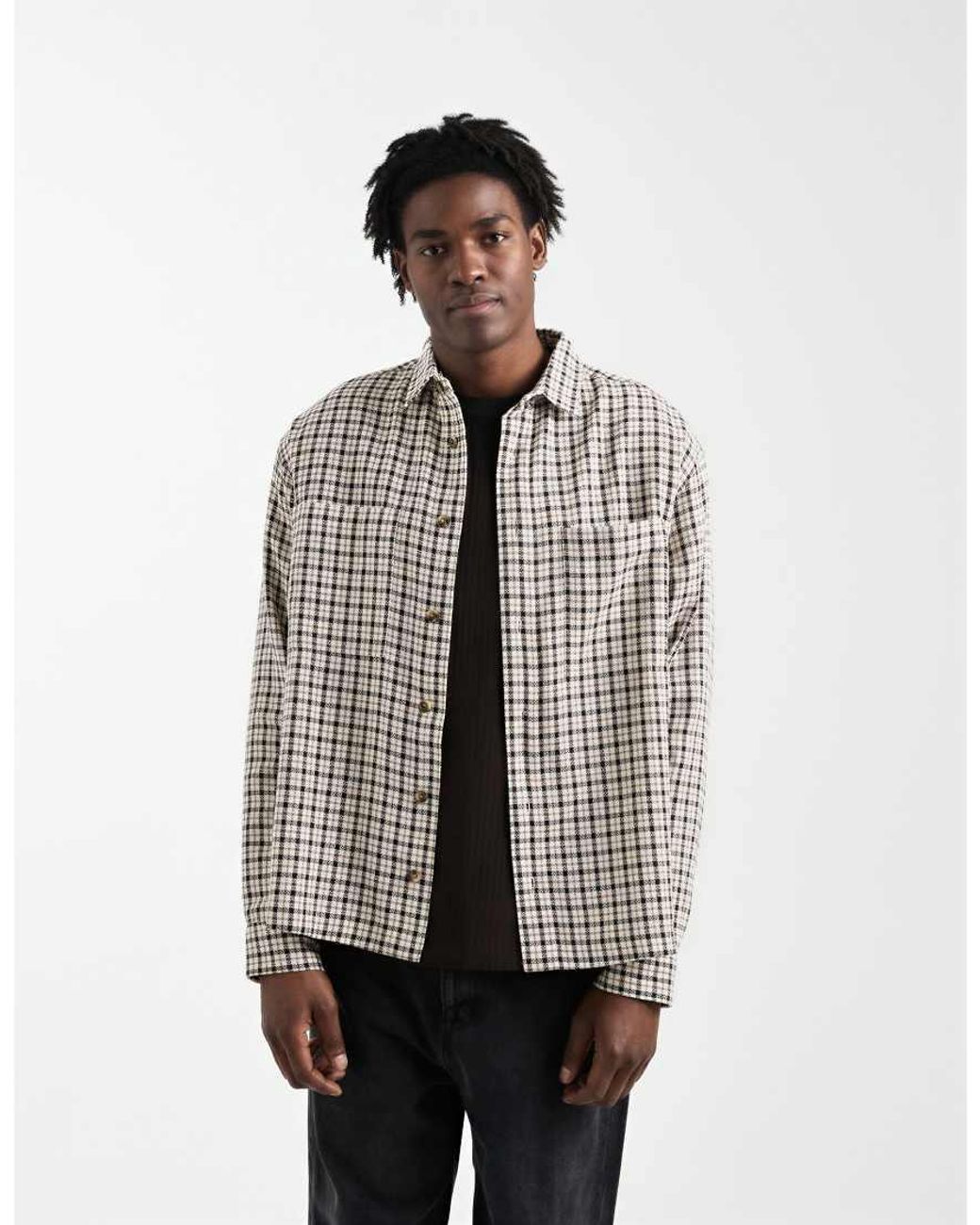 ASOS Gray Oversized Check Shirt for men