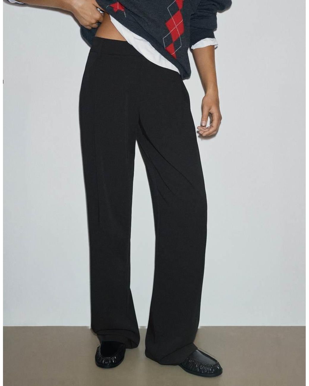 Pull&Bear Blue Wide Leg Tailored Darted Trousers