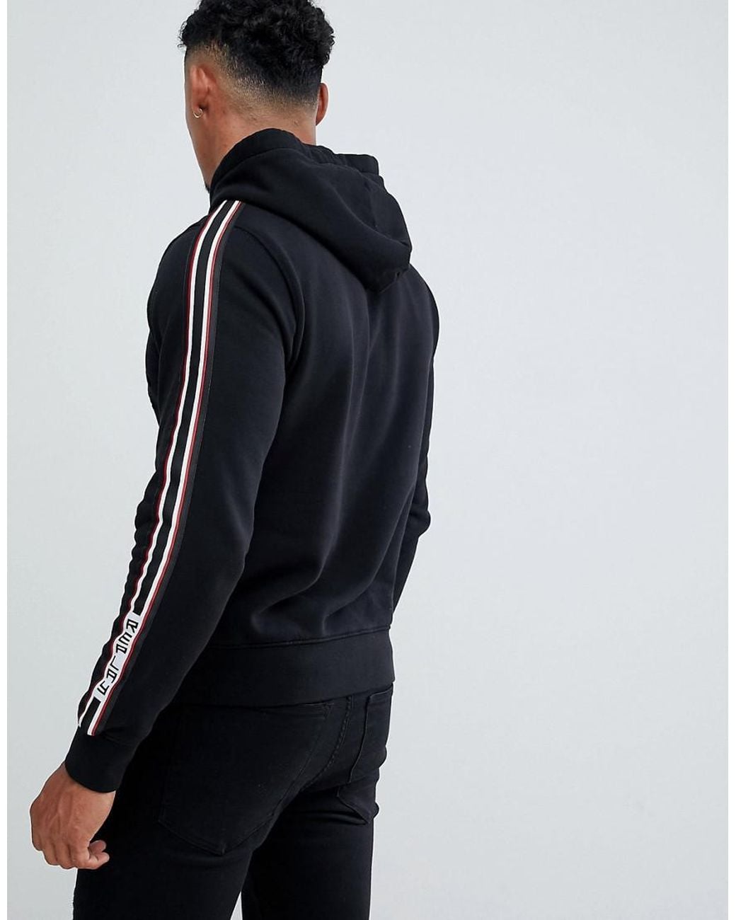 Replay Denim Blue Jeans Arm Tape Hoodie 