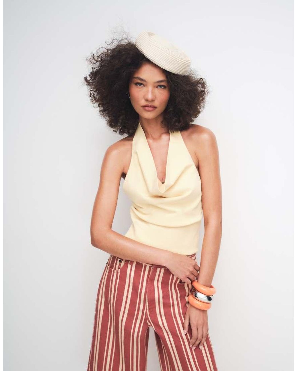 Gina Tricot Yellow Soft Halterneck Top