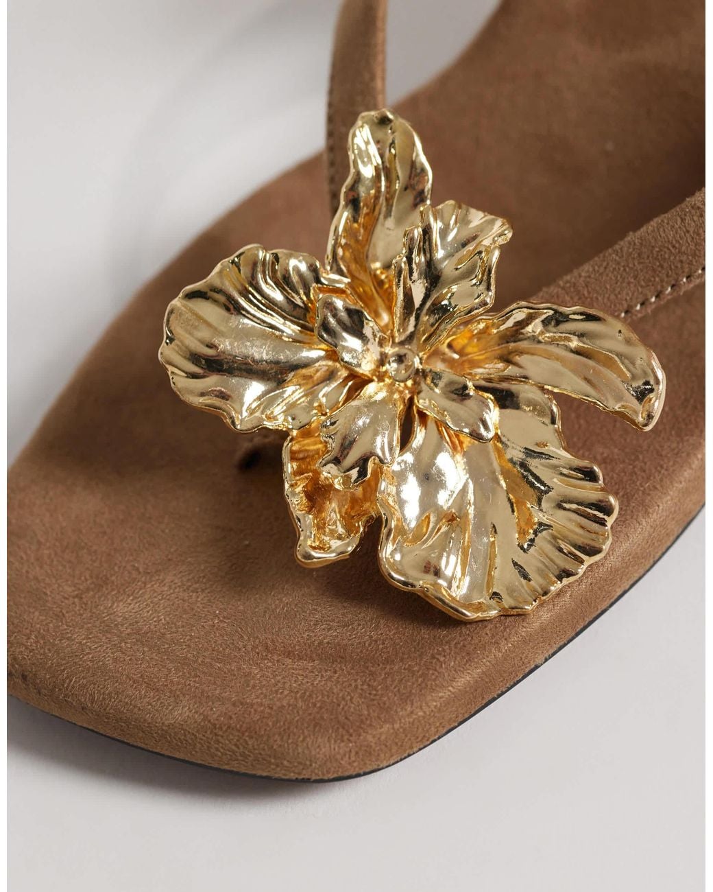 ASOS Brown Havana Trim Detail Toe Thong Kitten Heel Sandals