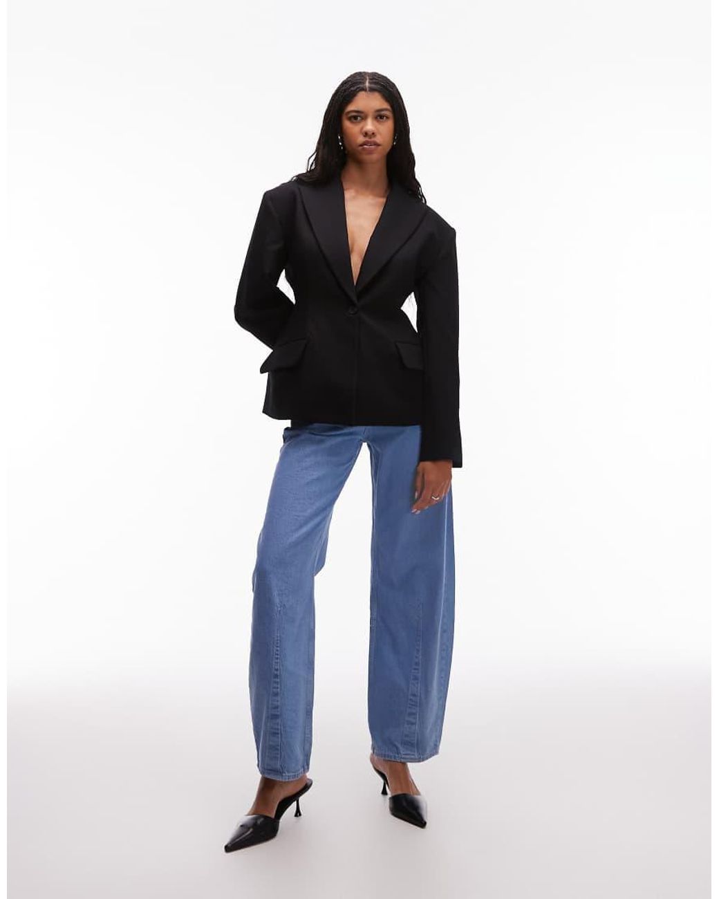 ASOS Blue Sculpted Cinch Waist Blazer