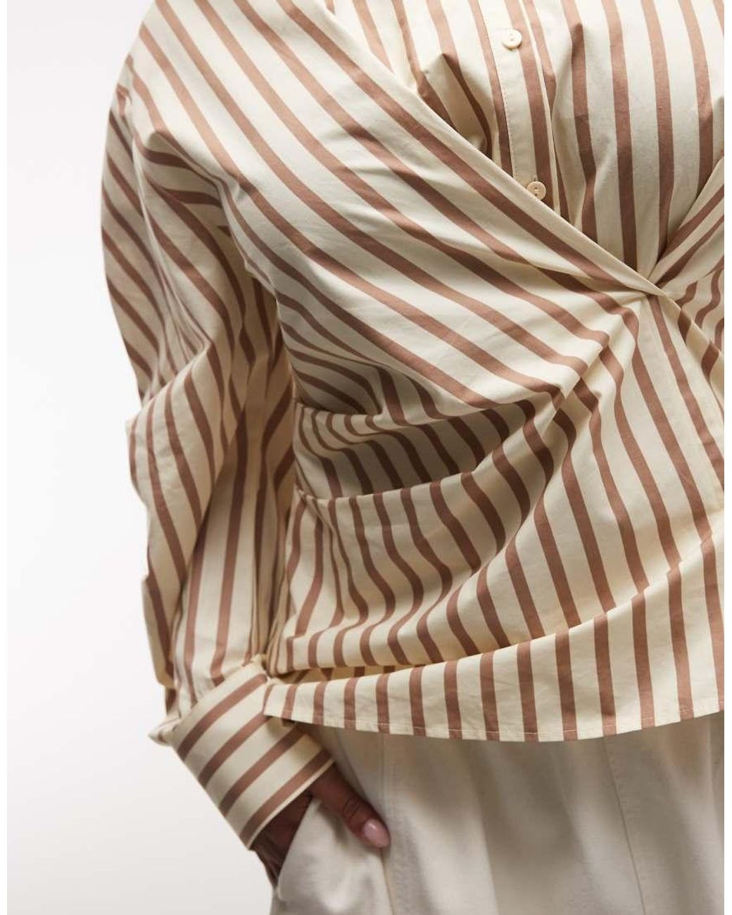 ASOS Brown Asos Design Curve Cinched Wrap Cocoon Sleeve Shirt