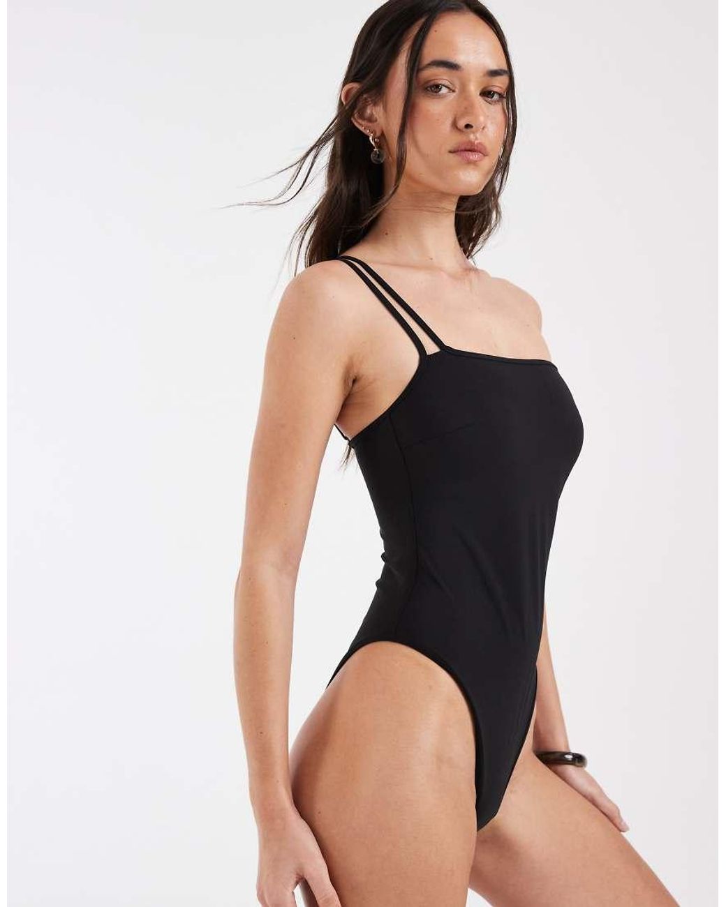 & Other Stories Black One Shoulder Swimsuit