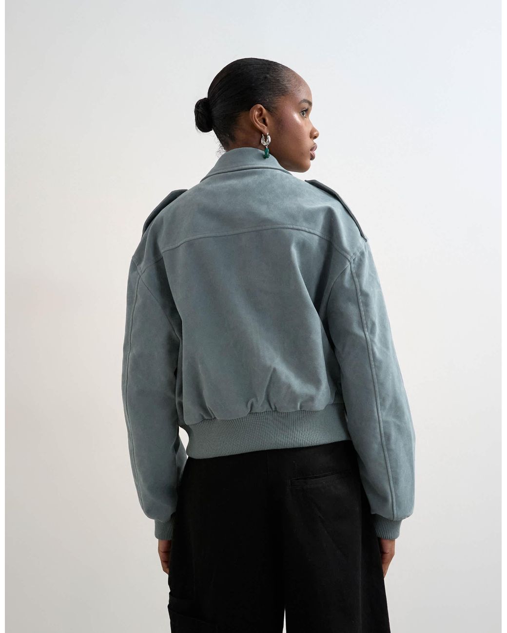 TOPSHOP Blue – jacke aus wildlederimitat