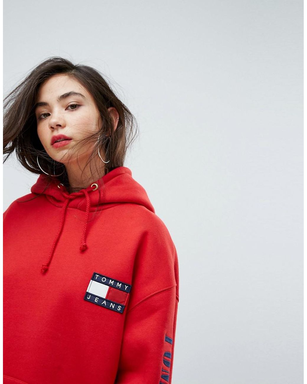 Tommy Tommy Jeans 90s Capsule Logo Hoodie in Red | Lyst