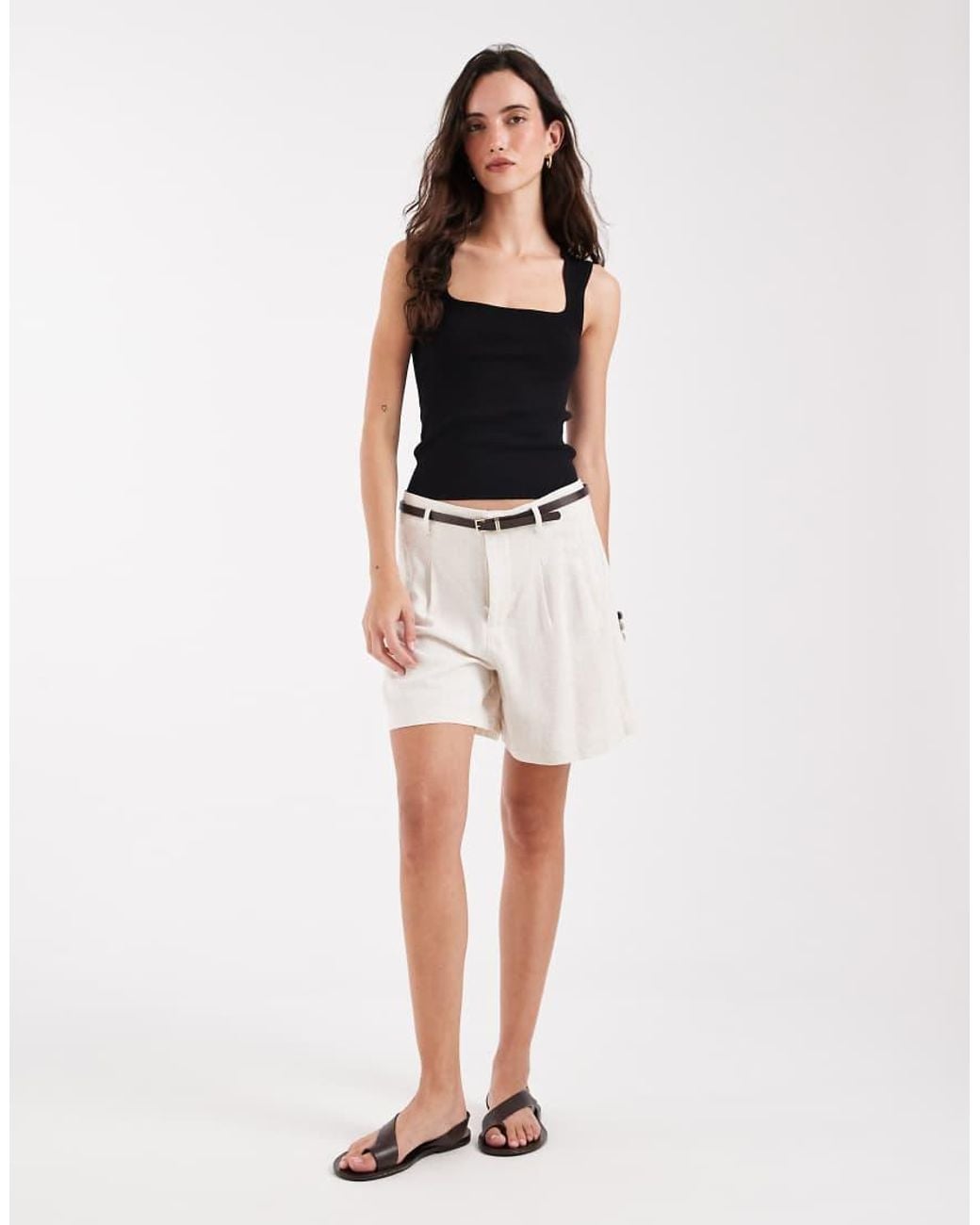 ONLY Natural Linen Mix Tailored Short