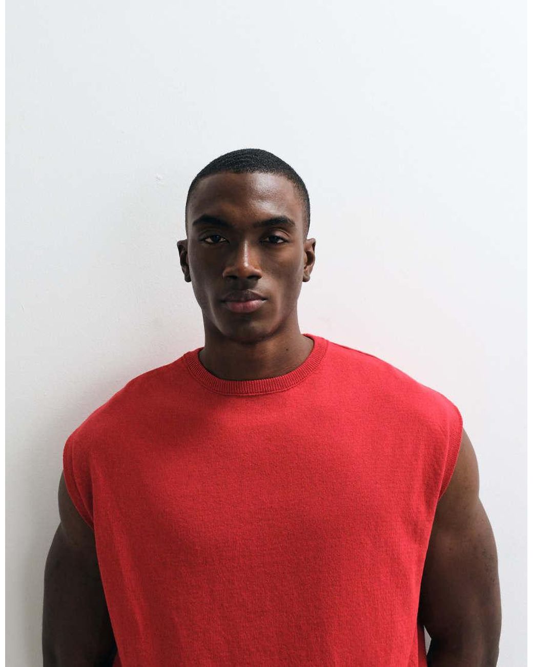 ASOS Red Oversized Knitted Crew Neck Vest for men