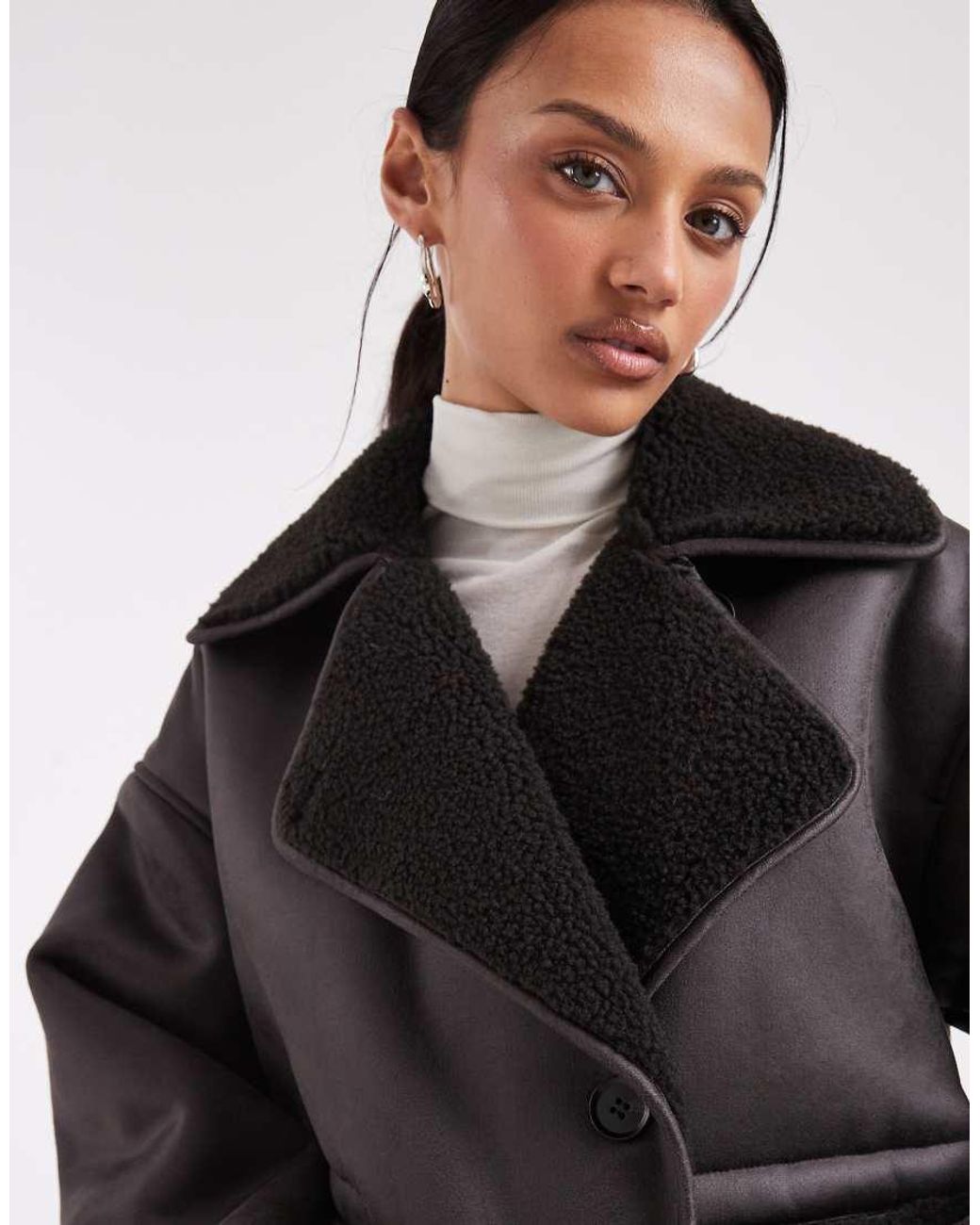 Pieces Blue Faux Shearling Jacket