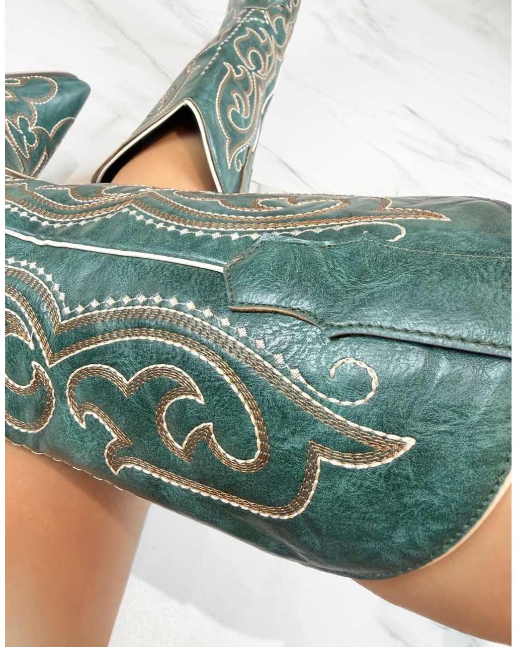 GIA STUDIOS Green Cowboy Western Dark Western Boots