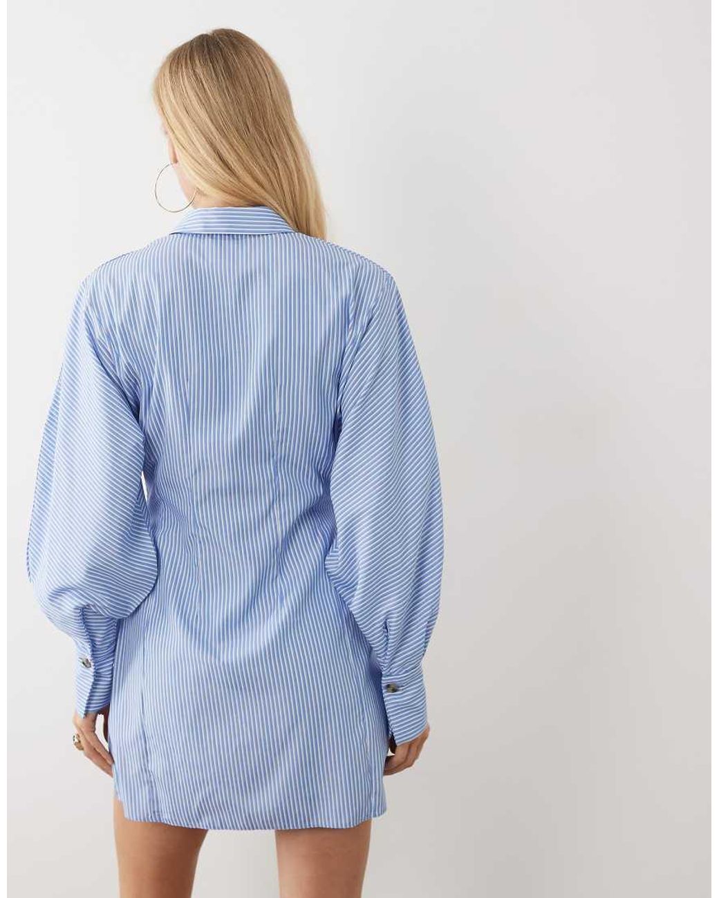 ASOS Blue Mini Shirt Dress With Cinched Waist