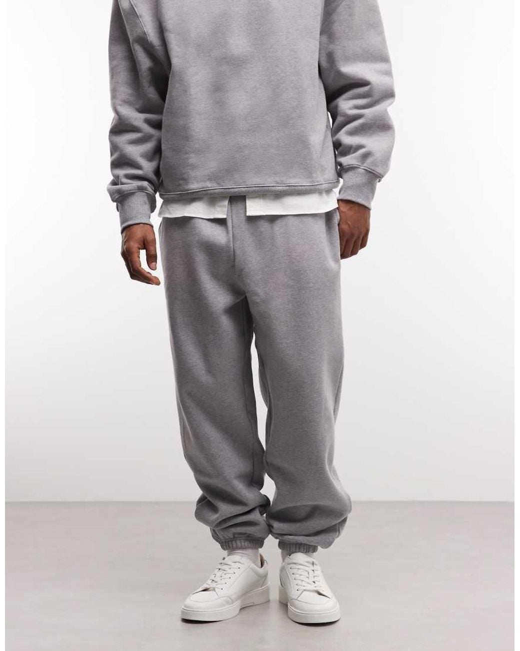 ASOS Gray Premium Heavyweight Cuffed Sweatpants 400gsms for men