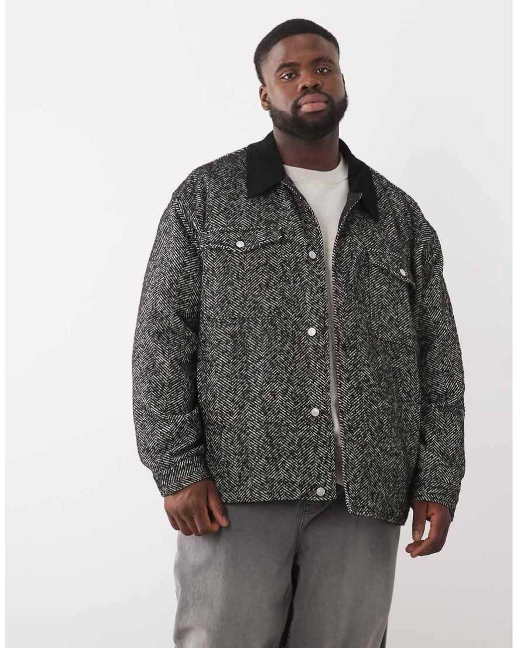 ASOS Gray Oversized Barn Jacket for men