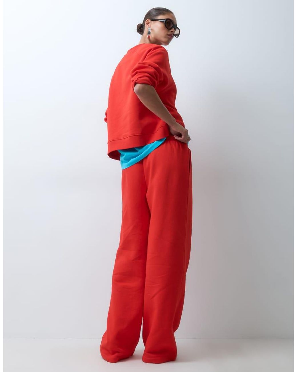 ASOS Red Wide Leg Brushback Joggers