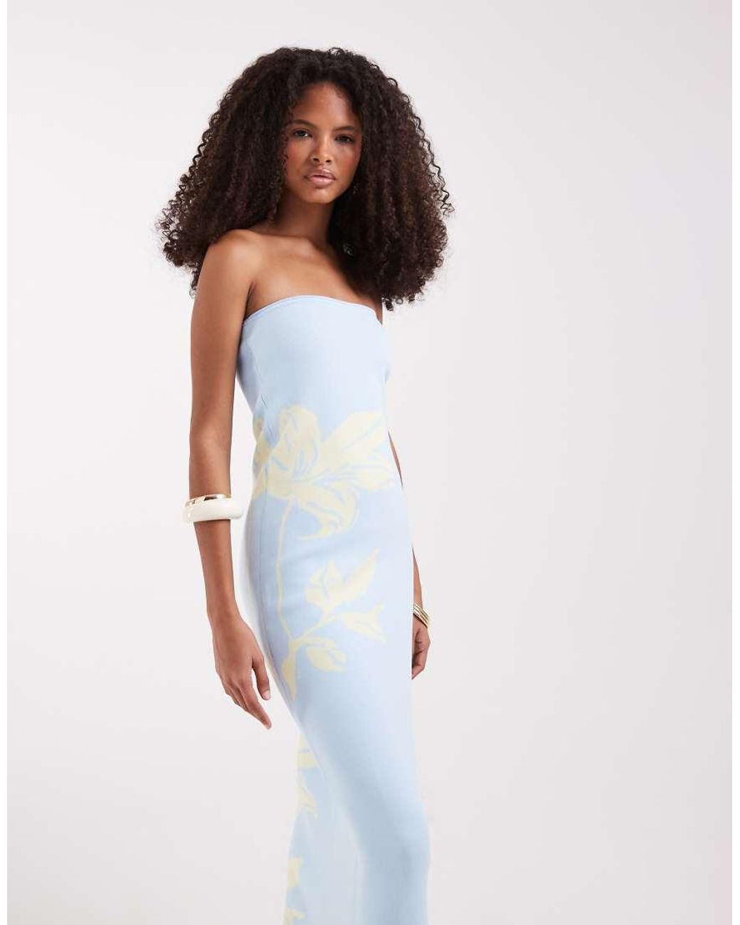 Pretty Lavish White Compact Knit Bandeau Maxi Dress