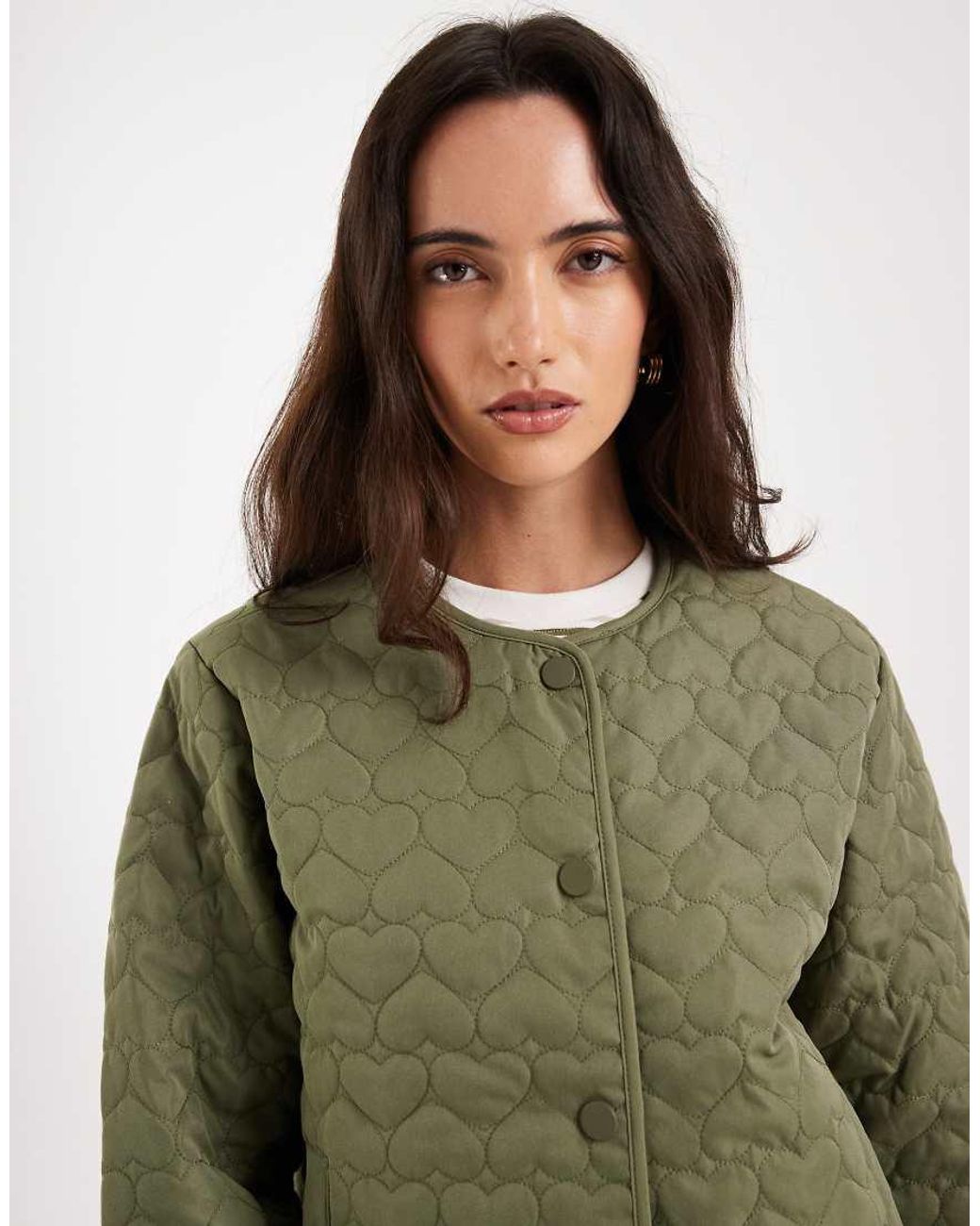 ONLY Green Heart Quilted Jacket