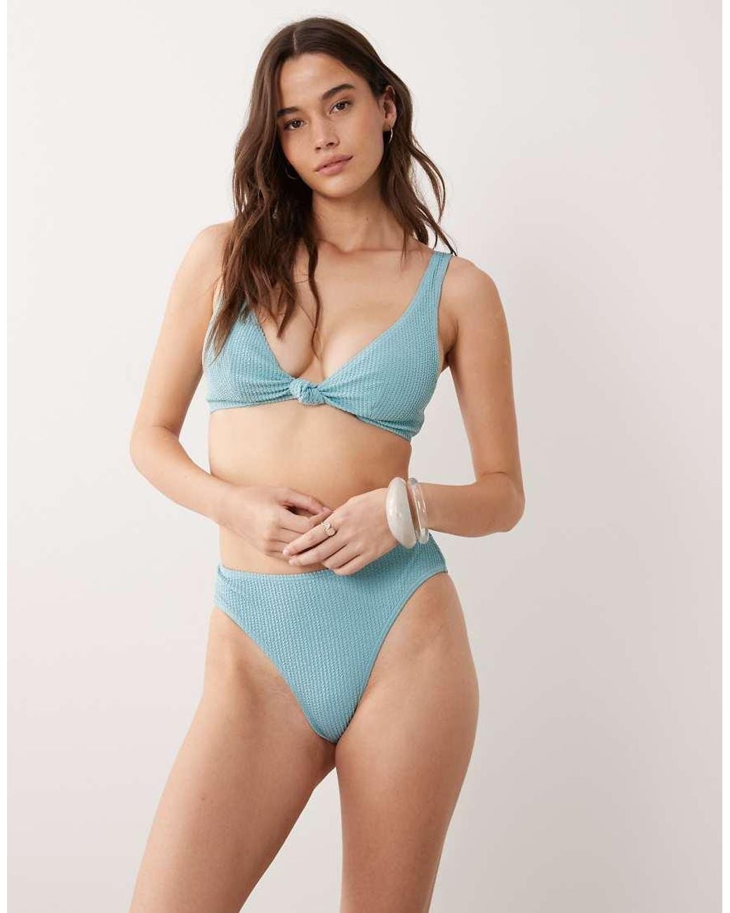 Peek & Beau Blue Crinkle High Waist Bikini Bottom