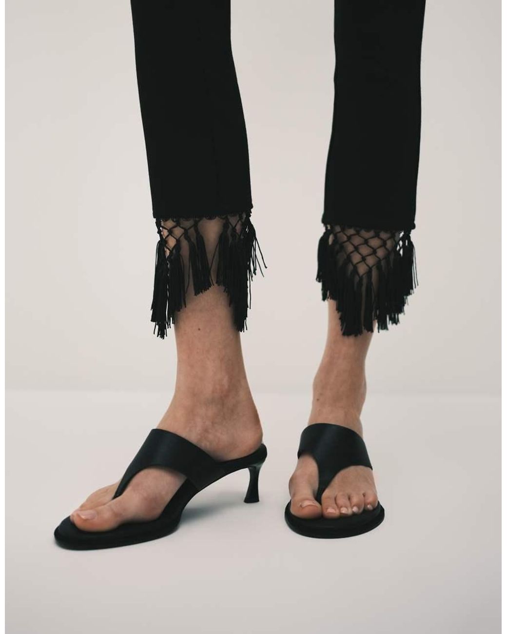 ASOS White Ponte Capri Pant With Tassel Hem