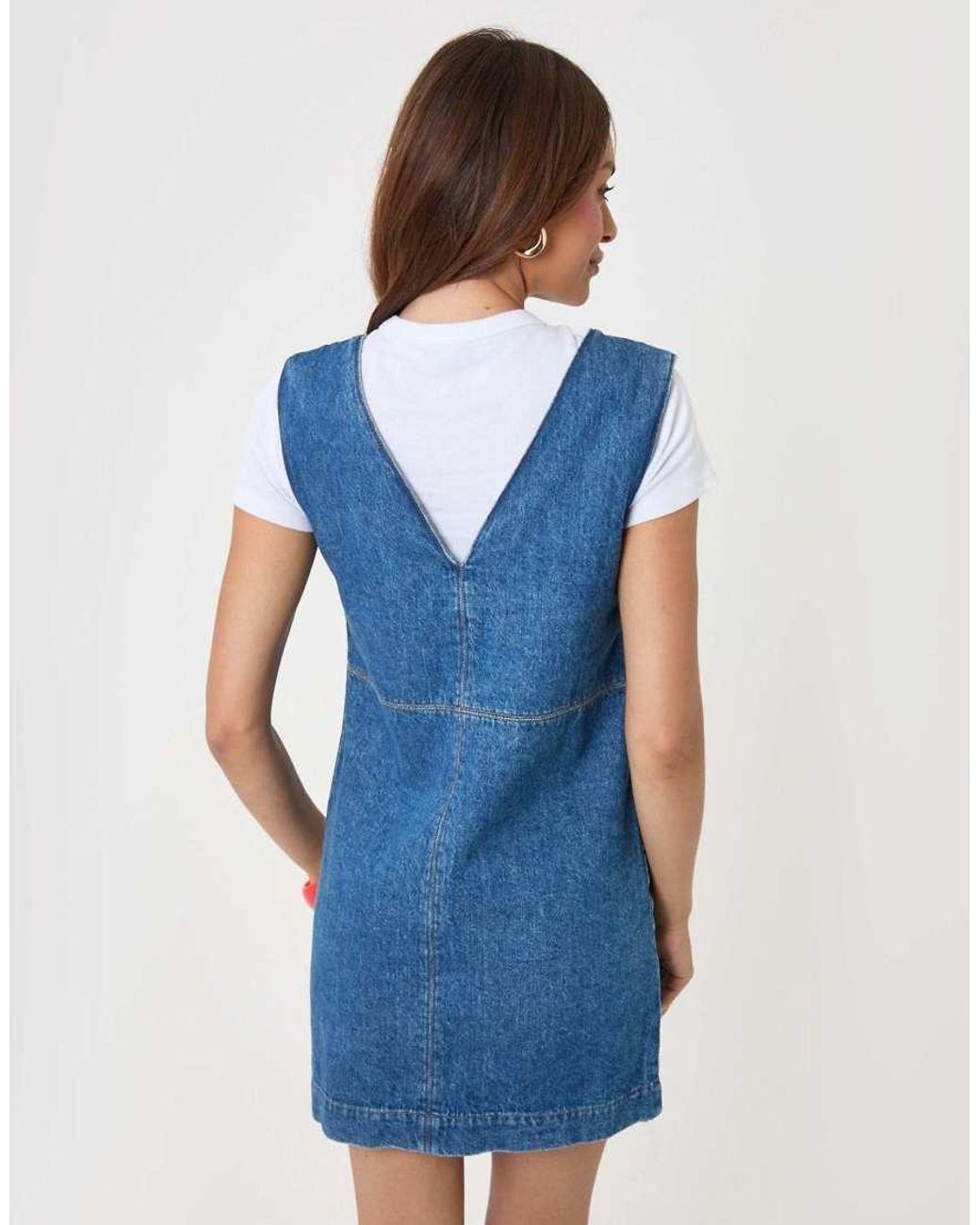 Threadbare Blue Denim V-Neck Mini Dress