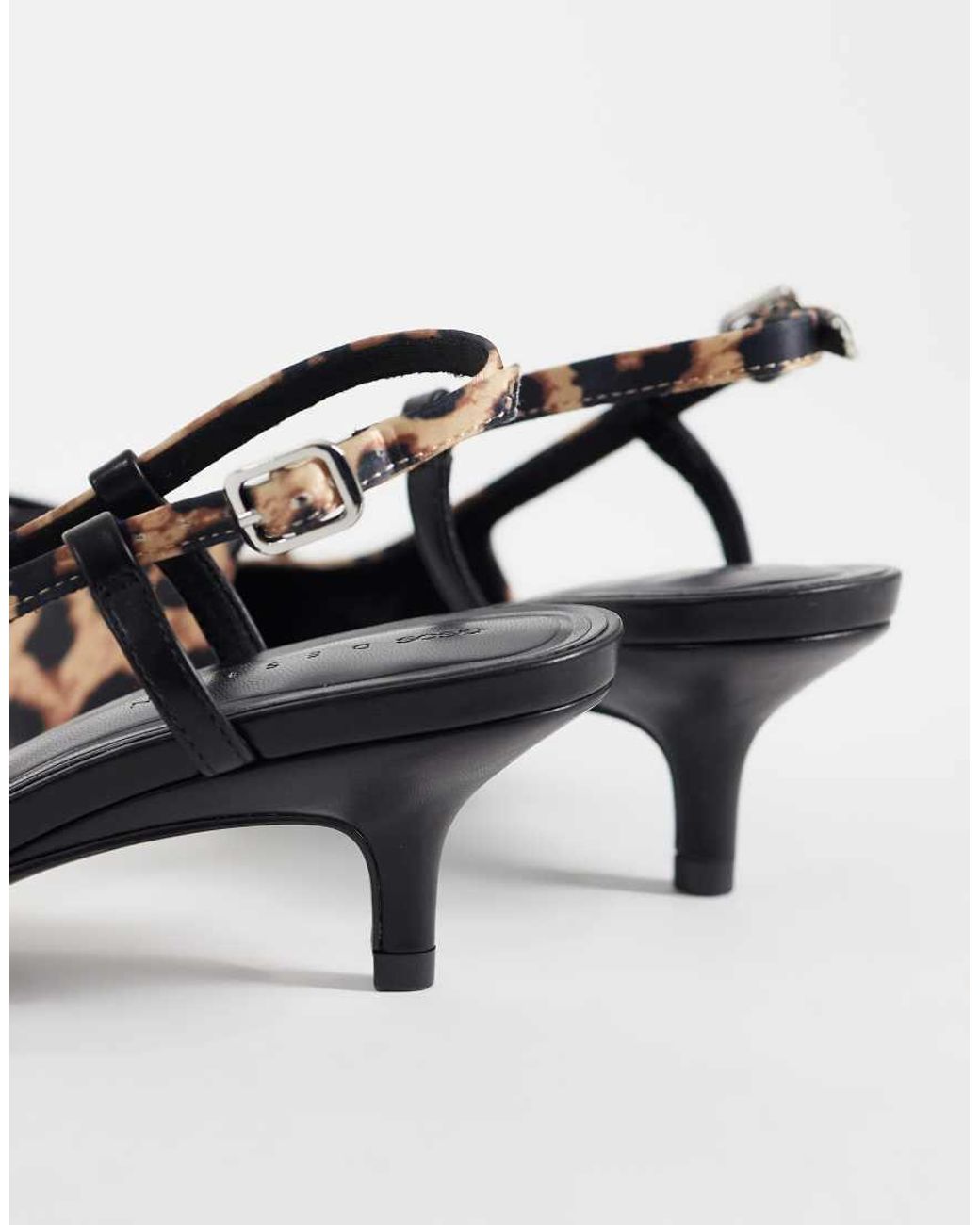 Asos Design Wide Fit White Skippy Bow Detail Slingback Kitten Heel Shoes