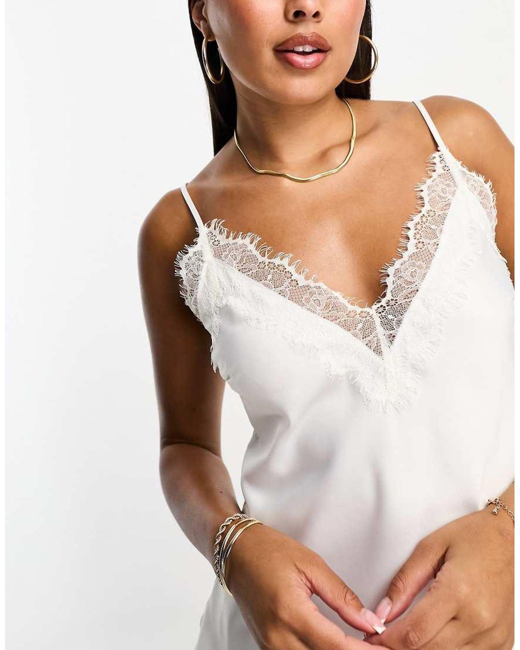 Ann Summers White Cerise Satin Cami Set