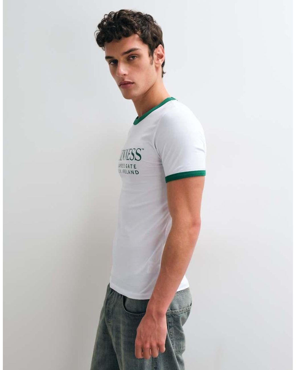 ASOS White Muscle Fit Ringer Tee With Guinness Print for men