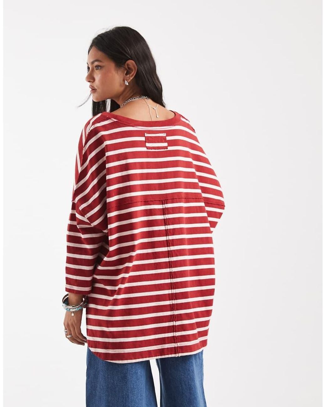 Free People Red 2 Sense Long Sleeve Top