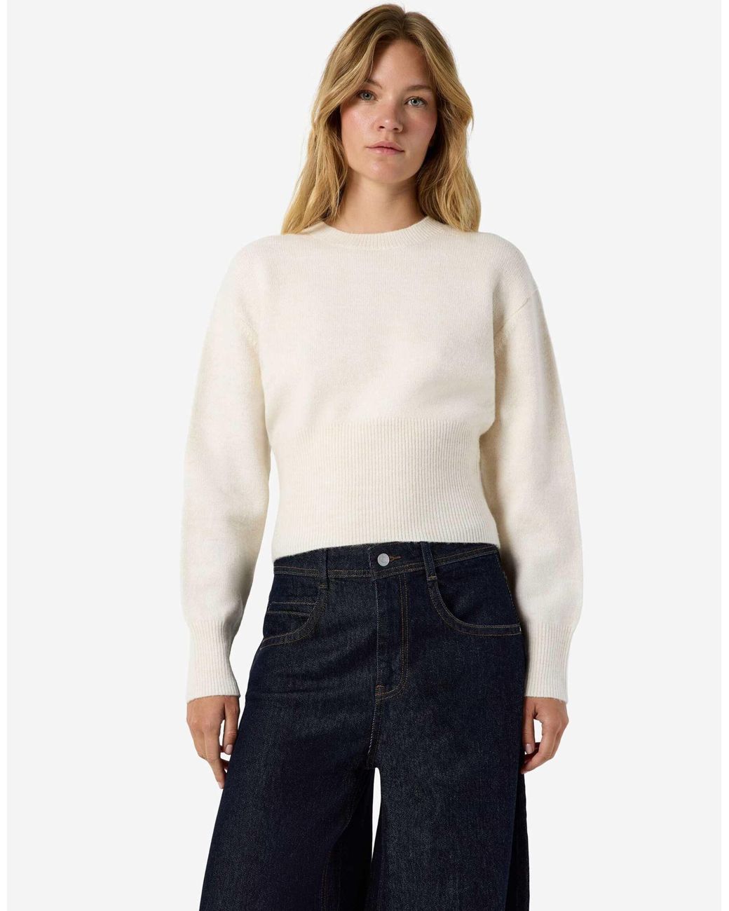 Pull en maille crème Noisy May en coloris White