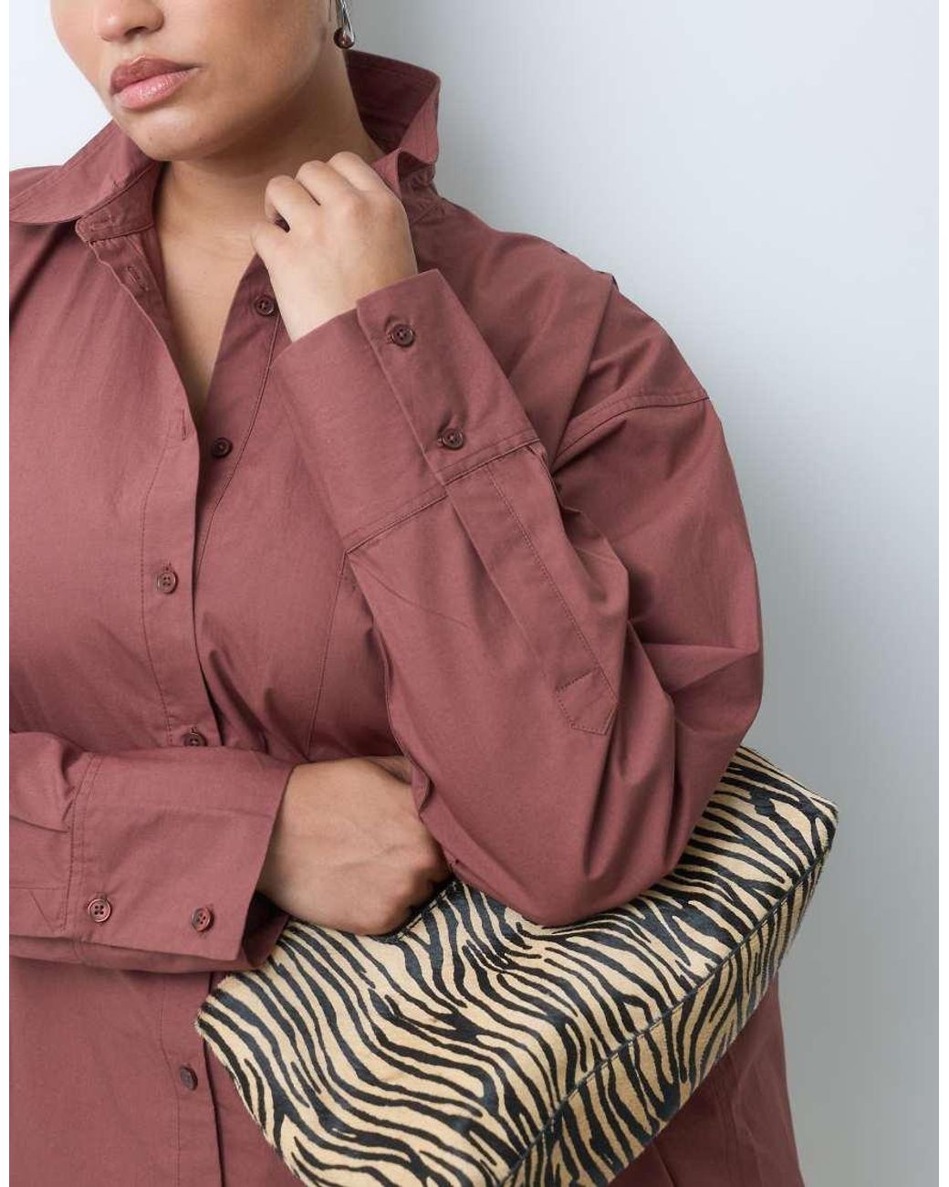 ASOS Red Asos Design Curve Classic Cotton Shirt In Chocolate