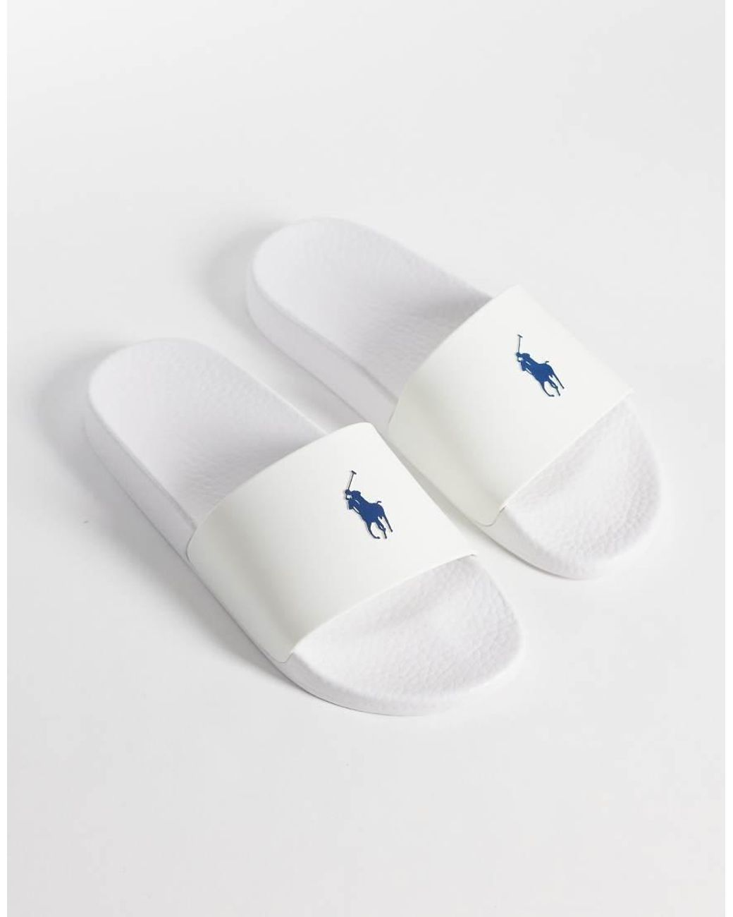 Polo Ralph Lauren White Pony Slider