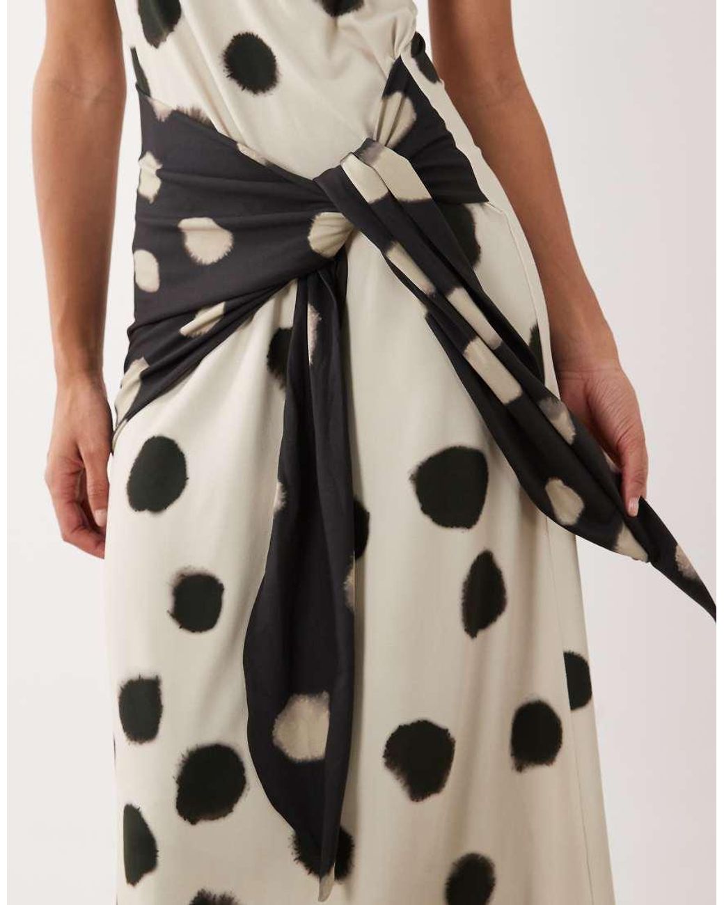 ASOS White One Shoulder Polka Dot Maxi Dress