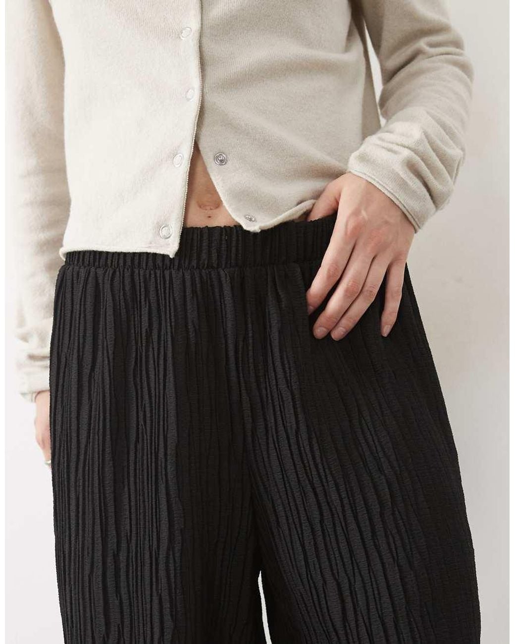 Vero Moda White Wide Leg Plisse Pants