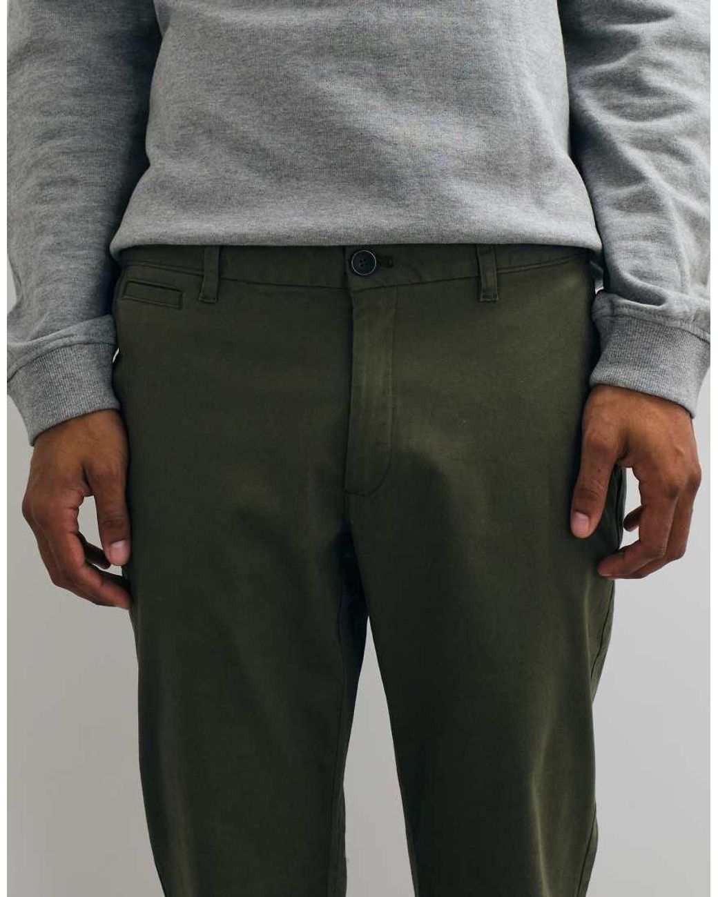Mango Gray Cotton Rich Slim Fit Pants for men