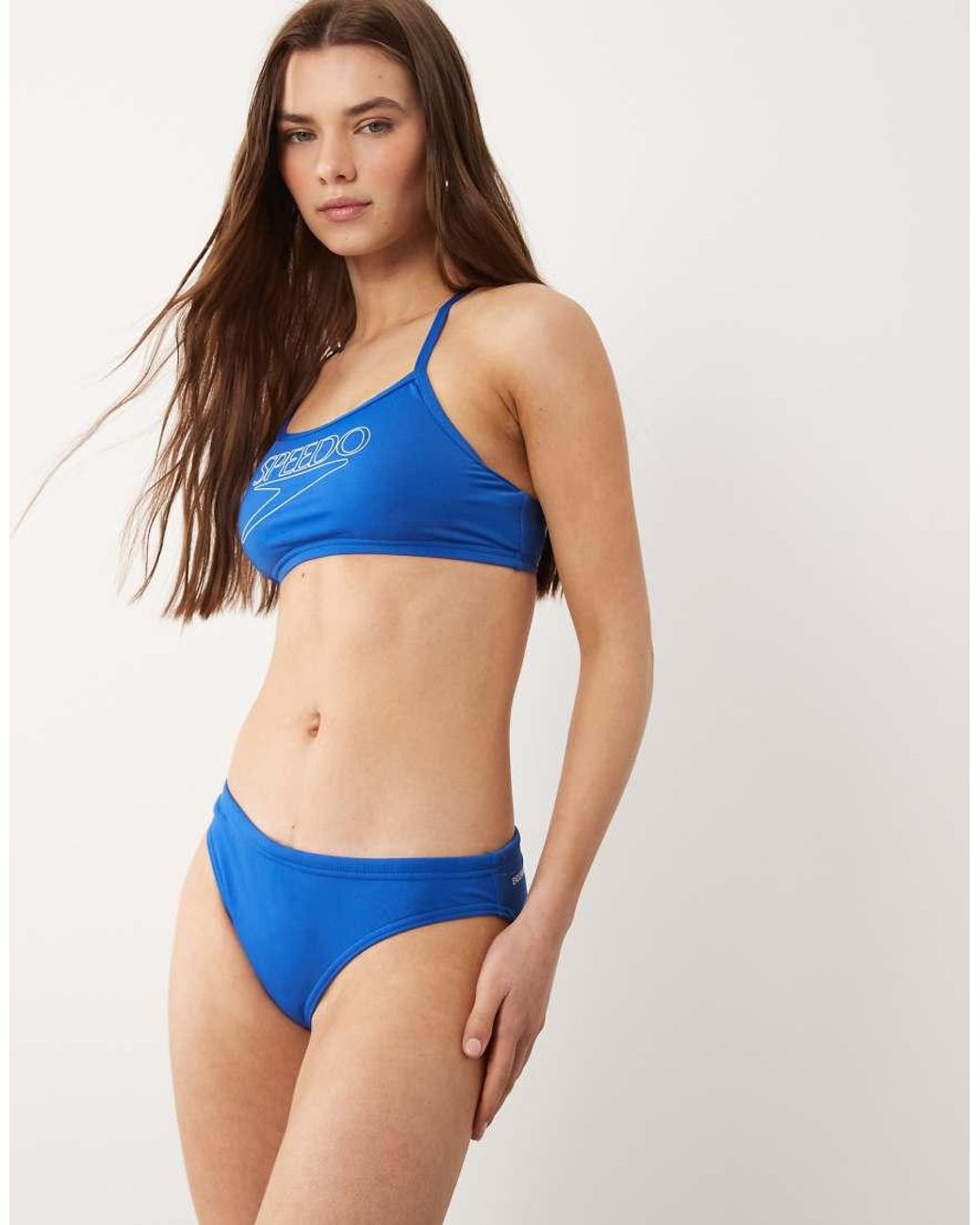 Speedo Blue Endurance+ Logo Thin Strap Bikini