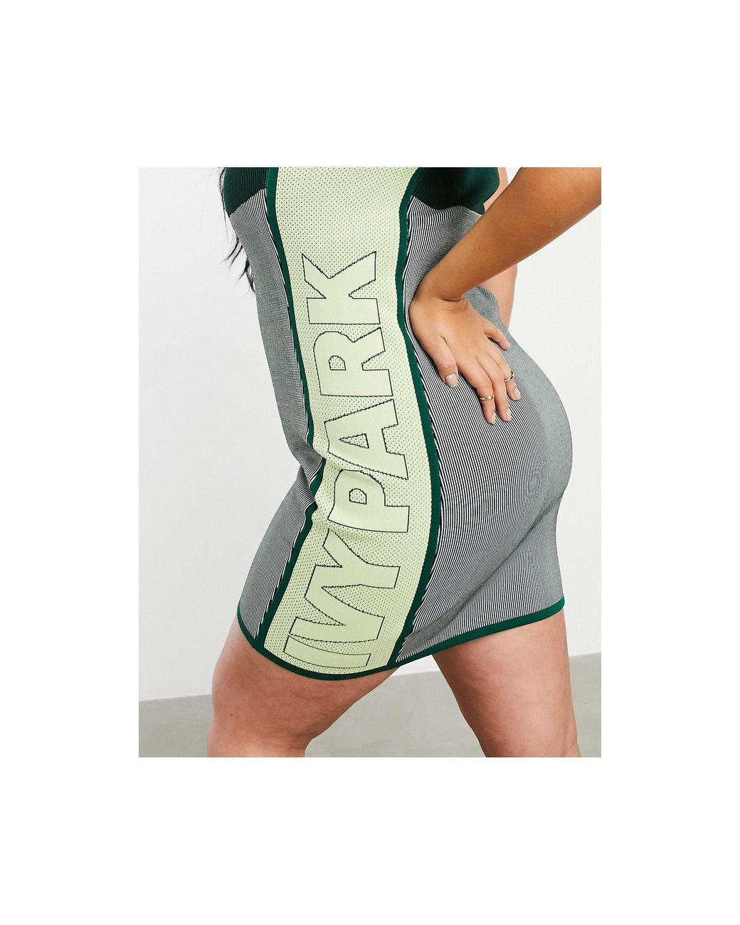 ivy park green dress Mini Tiara Dress in Green Velvet 3T main image 0