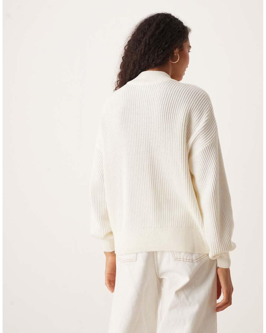 Vila Natural Premium Ribbed Knit Jumper With Hammered Gold Buttons