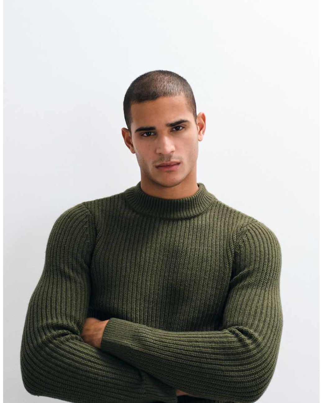 Blend Green Chunky Knit Jumper for men