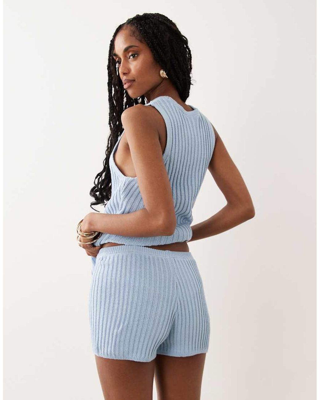 ASOS White Knitted Pleated Short Co-ord