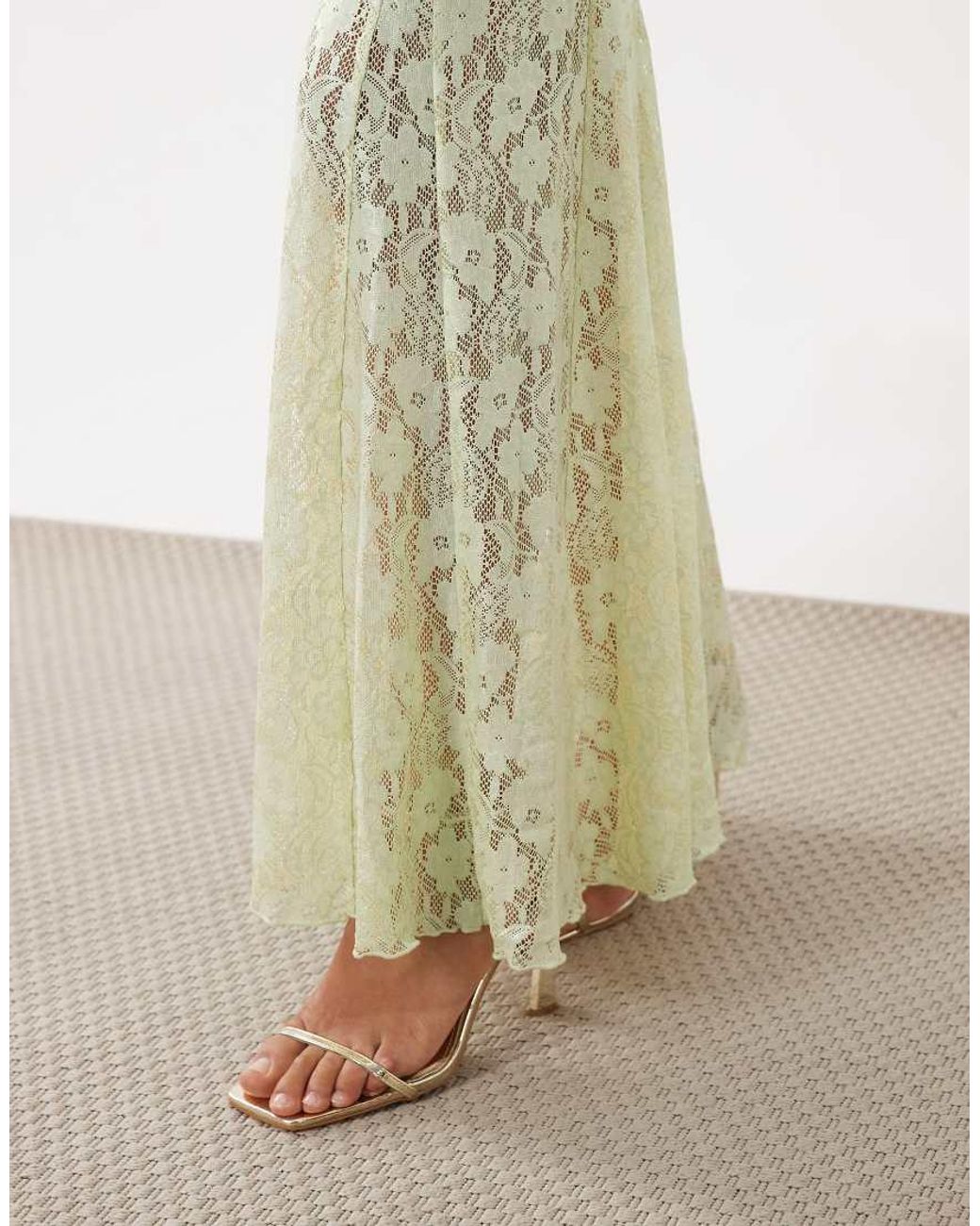 ASOS White Foil Lace Sheer Maxi Skirt