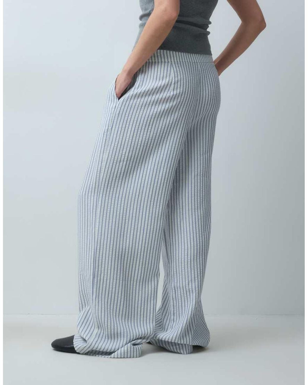 Vero Moda Blue Textured Wide Leg Trouser Set