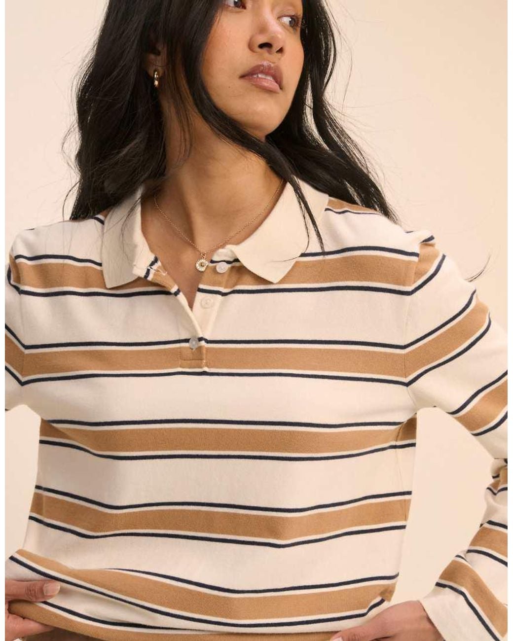 Nobody's Child Natural Jersey Polo Top