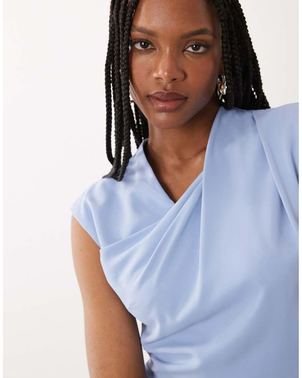 ASOS Blue Asos Design Tall Twist Neck Slinky Midi Dress