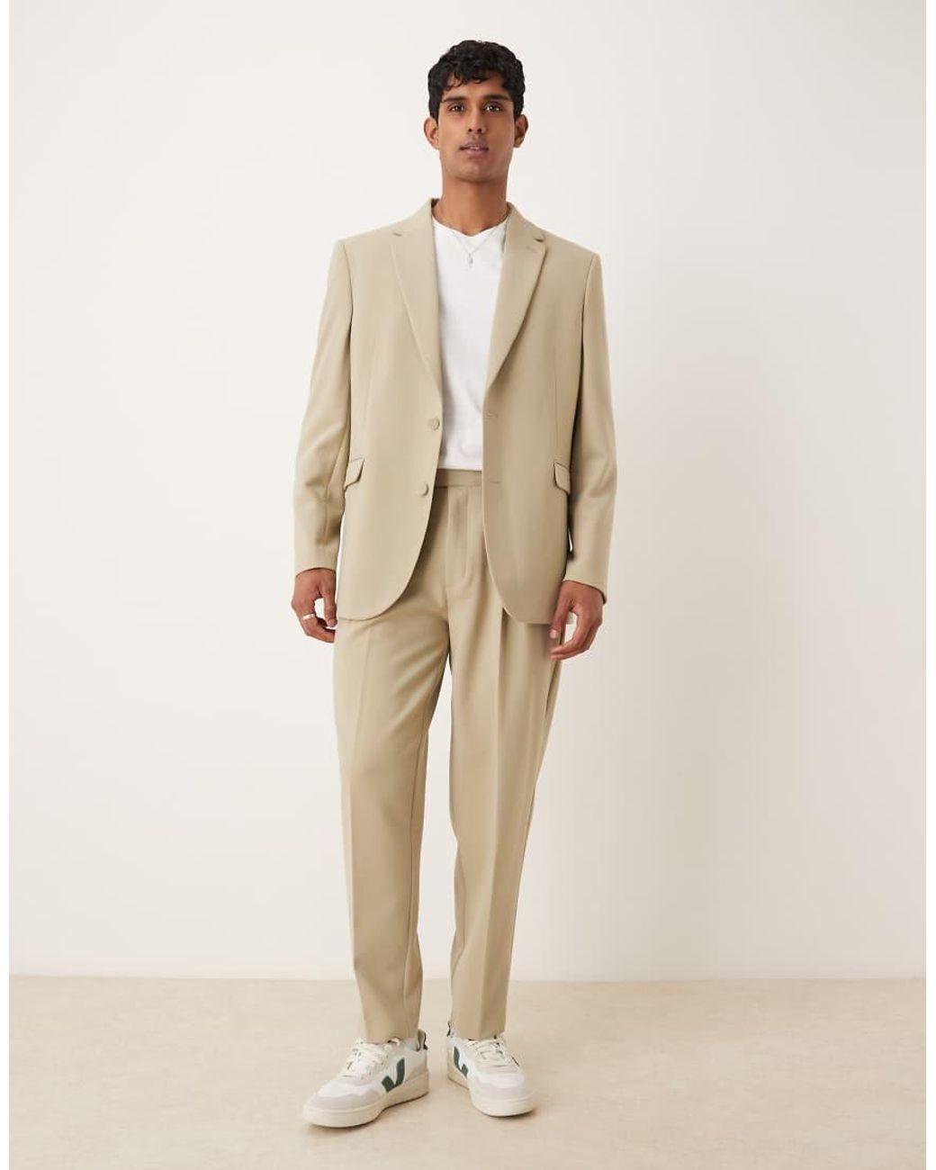 ASOS Natural Relaxed Longline Suit Jacket for men