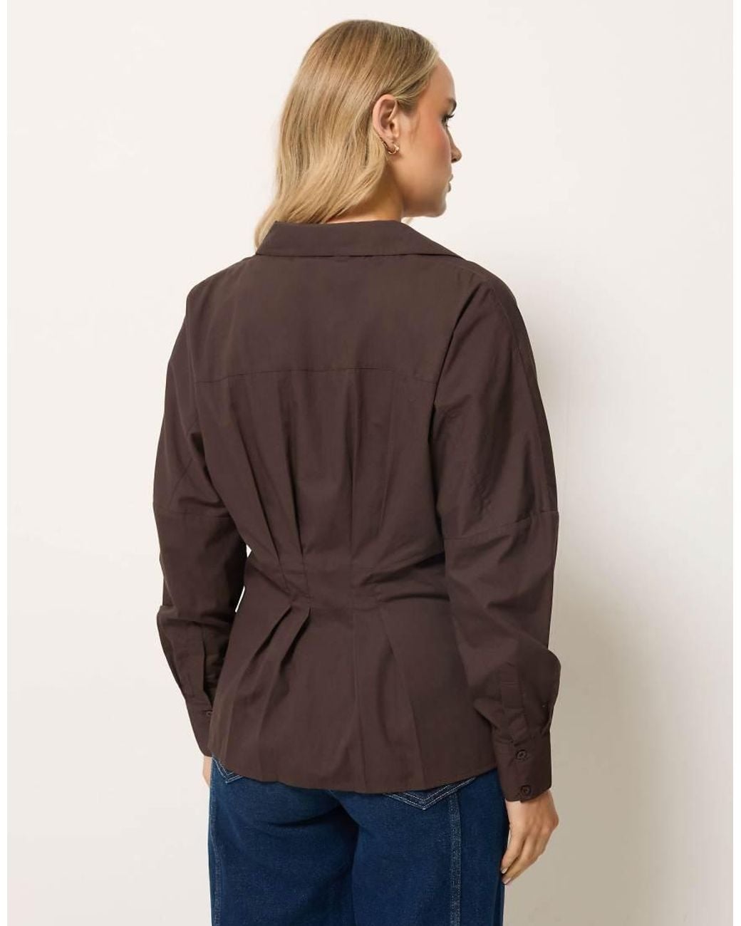 Long Tall Sally Brown Pleated Shirt
