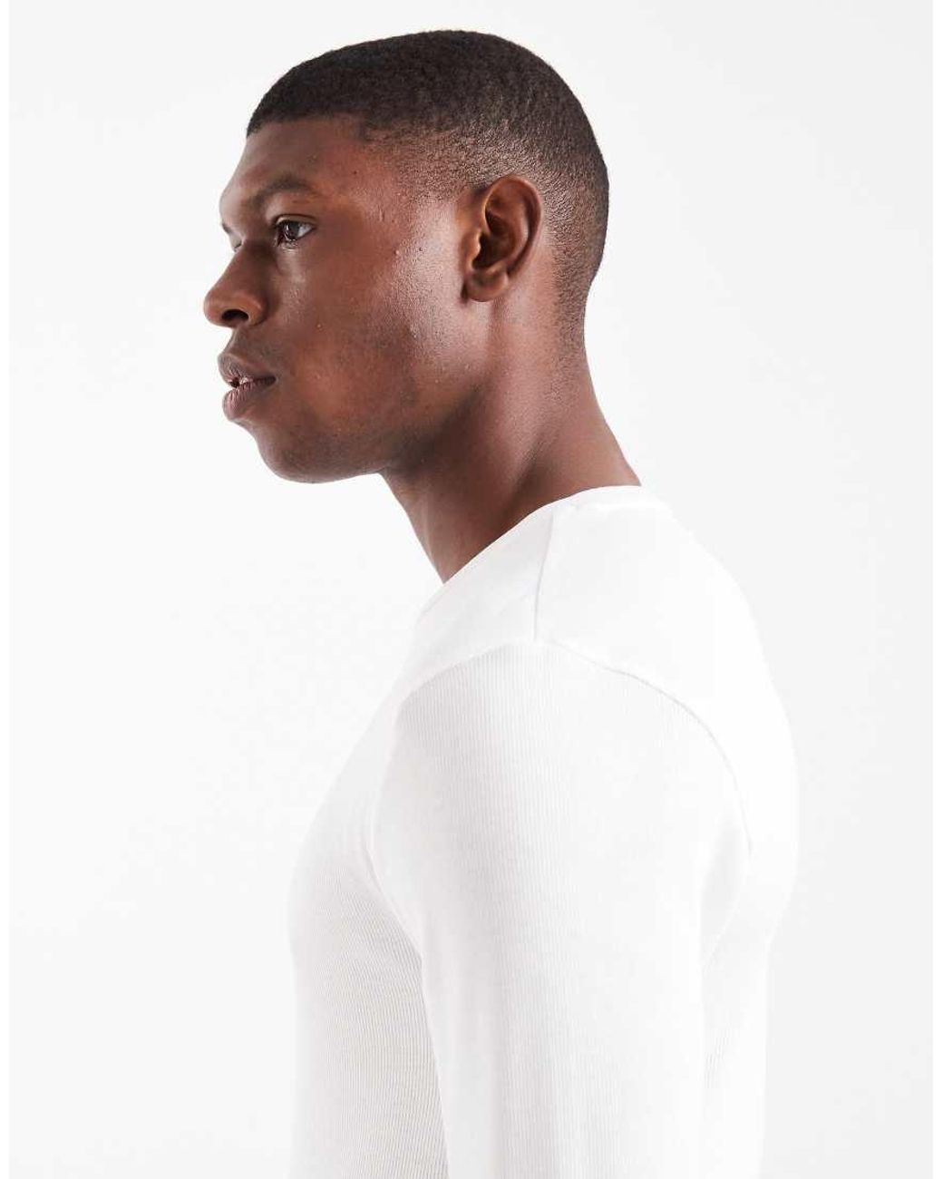 ASOS White Essentials Muscle Fit Long Sleeve T-shirt for men