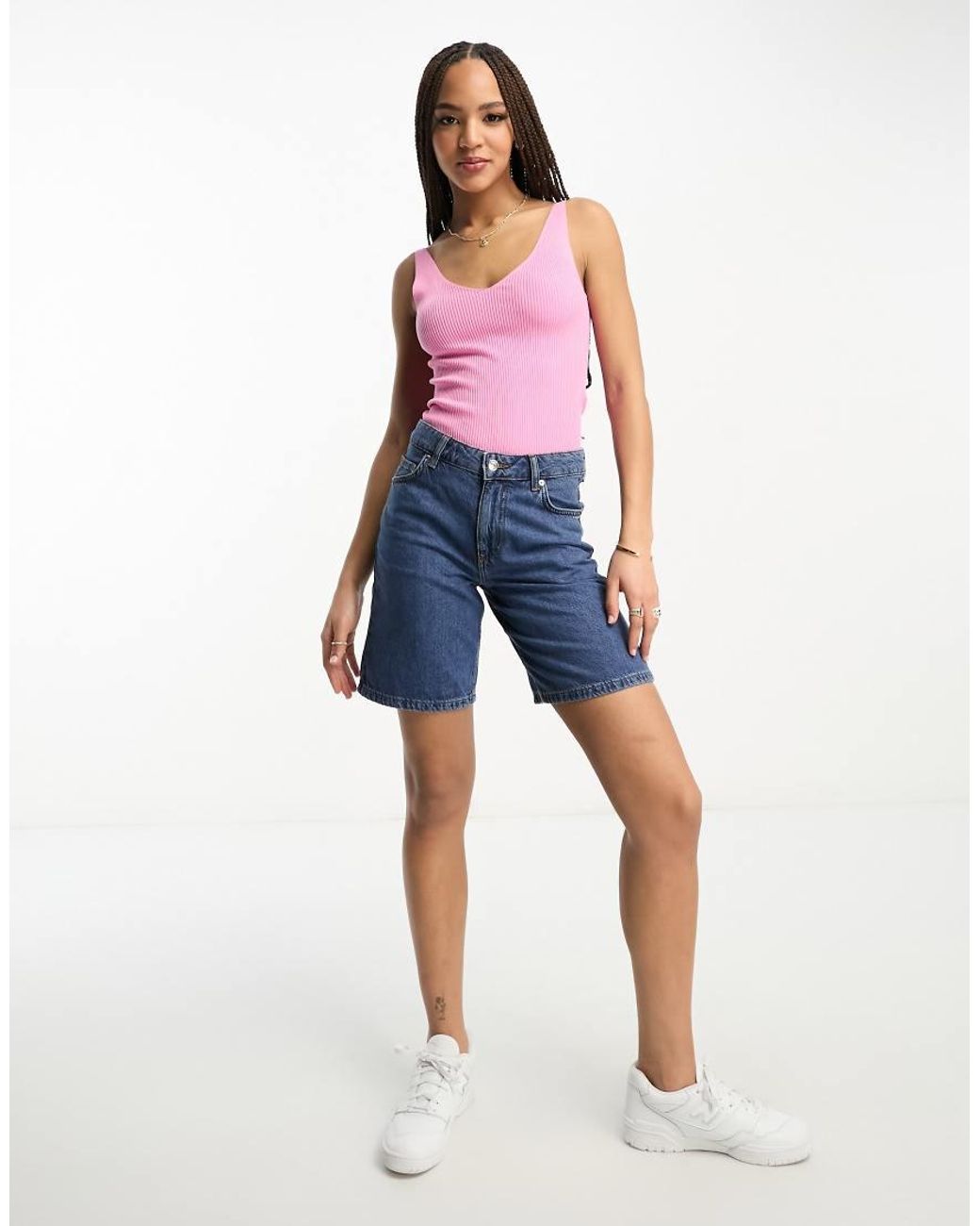Jdy Pink V Neck Knitted Vest Top